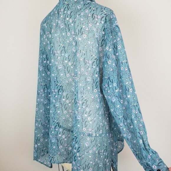 CAbi Chase Tunic Blouse Teal Green Field of Flowers Blouse Style 3761 Size Small - Picture 5 of 7